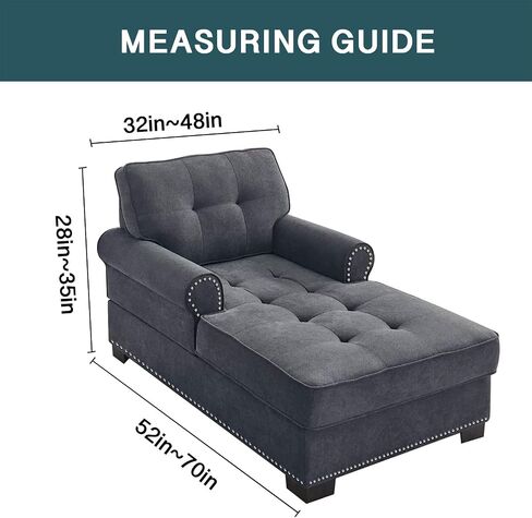 FantasDecor Chaise Lounge Cover Stretch Chair Lattice Slipcover with Armrests for Living Room Bedroom Double Arm Soft Jacquard Fabric Machine Washable, Grey in Kuwait