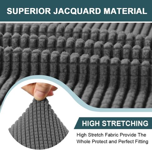 FantasDecor Chaise Lounge Cover Stretch Chair Lattice Slipcover with Armrests for Living Room Bedroom Double Arm Soft Jacquard Fabric Machine Washable, Grey in Kuwait