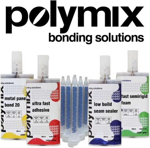 Polymix Ultra Fast Automotive Multipurpose Repirm and kyshesive 200ml cartridge و اثنين من فوهات خلط التطبيق (Clear) in Kuwait