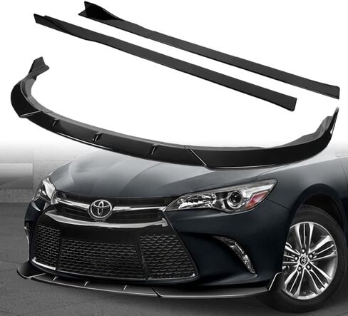 Q1-TECH, 9-Piece Front Bumper Lip & Side Skirt Extensions Diffuser Compatible with 2015 2016 2017 Toyota Camry, Front Bumper Lip Spoiler Air Chin Body Splitter ABS (Painted Black) in Saudi Arabia