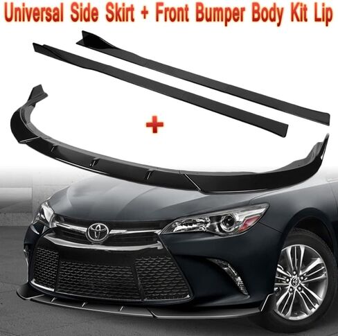Q1-TECH, 9-Piece Front Bumper Lip & Side Skirt Extensions Diffuser Compatible with 2015 2016 2017 Toyota Camry, Front Bumper Lip Spoiler Air Chin Body Splitter ABS (Painted Black) in Saudi Arabia