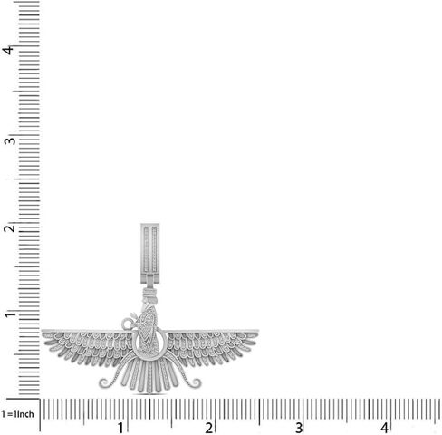 Real Genuine Authentic Natural Diamond 0.71 Cwt. 14K Solid Gold Rhodium Persian Empire Faravahar Ahura Mazda Zoroastrian Pendant Charm Franco Chain Neckless Set in Kuwait