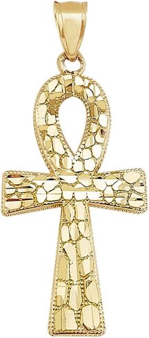 10k Yellow Gold Egyptian Ankh Cross Pendant Nugget Ankh Cross in Saudi Arabia