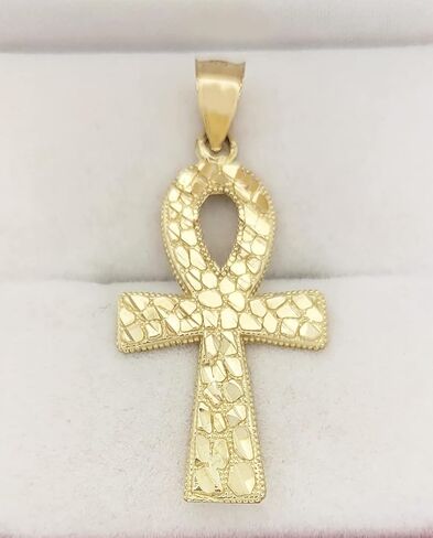 10k Yellow Gold Egyptian Ankh Cross Pendant Nugget Ankh Cross in Saudi Arabia