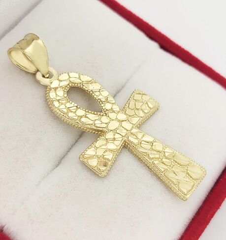 10k Yellow Gold Egyptian Ankh Cross Pendant Nugget Ankh Cross in Saudi Arabia