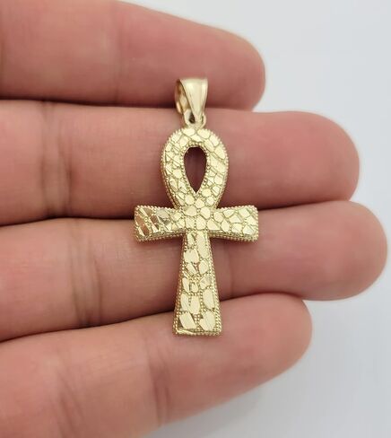 10k Yellow Gold Egyptian Ankh Cross Pendant Nugget Ankh Cross in Saudi Arabia