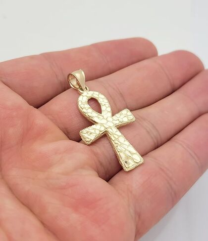 10k Yellow Gold Egyptian Ankh Cross Pendant Nugget Ankh Cross in Saudi Arabia