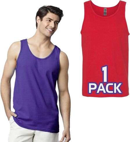 Gildan 5200 Men's Tank Top (1-10 Pack) - إنشاء مجموعة ألوان متعددة - G520 الكبار بالكفاءة الكاملة من القطن الثقيل بلا أكمام in Saudi Arabia