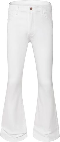 Men's Stretch Slim Fit Bell Bottom Denim Disco Pants Flared Jeans-31 Inseam in Saudi Arabia