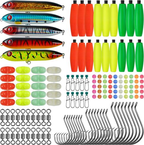 Catfishing Tackle Making Kit Catfish Rig Accessories, 110/148pcs Santee Rig Catfishing Tackle with Catfish Floats Catfish Rattles Peg Floats Hooks Swivels Sinker Slides Catfishing Equipment in Kuwait