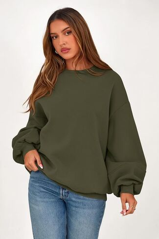 PRETTYGARDEN Oversized Sweatshirt for Women Fall Long Sleeve Crewneck Fleece Loose Fit Casual Pullover Tops Fashion Clothing in Saudi Arabia
