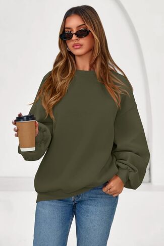 PRETTYGARDEN Oversized Sweatshirt for Women Fall Long Sleeve Crewneck Fleece Loose Fit Casual Pullover Tops Fashion Clothing in Saudi Arabia