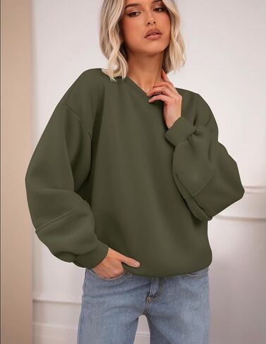 PRETTYGARDEN Oversized Sweatshirt for Women Fall Long Sleeve Crewneck Fleece Loose Fit Casual Pullover Tops Fashion Clothing in Saudi Arabia