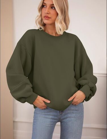 PRETTYGARDEN Oversized Sweatshirt for Women Fall Long Sleeve Crewneck Fleece Loose Fit Casual Pullover Tops Fashion Clothing in Saudi Arabia