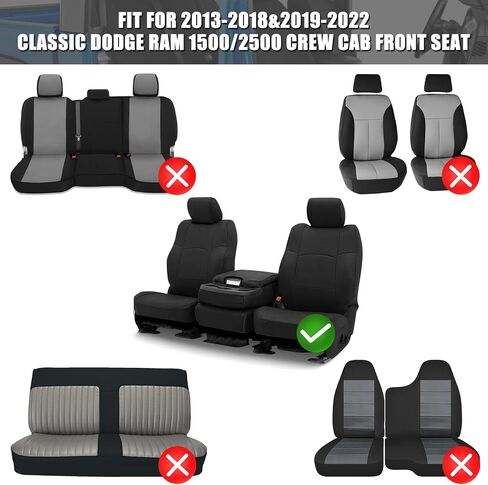 SAPUBK Custom-Fit Front Seat Covers Replace for 2013-2018 Dodge Ram and 2019-2021 Classic Ram 1500 2500 Crew Cab, Premium Neoprene with Composite Soft Foam Lining Breathable Seat Cover Cushion in Saudi Arabia