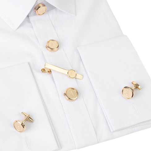 Cufflinks necktie Clip for men Initial cufflinks tie clips and shirts button covers Set Gold or silver in Saudi Arabia