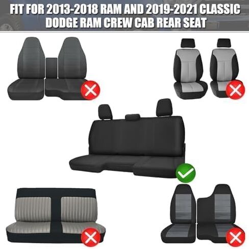 SAPUBK Custom-Fit Front Seat Covers Replace for 2013-2018 Dodge Ram and 2019-2021 Classic Ram 1500 2500 Crew Cab, Premium Neoprene with Composite Soft Foam Lining Breathable Seat Cover Cushion in Saudi Arabia