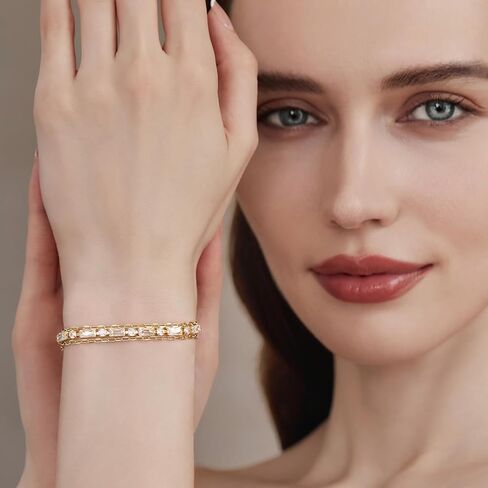 Cicy Bell Womens Double Layered Link Bracelets 18K Gold Plated Cubic Zirconia Tennis Bracelets Sets Trendy Jewelry Gifts for Lover Mom Friends in Saudi Arabia