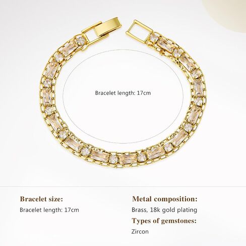 Cicy Bell Womens Double Layered Link Bracelets 18K Gold Plated Cubic Zirconia Tennis Bracelets Sets Trendy Jewelry Gifts for Lover Mom Friends in Saudi Arabia