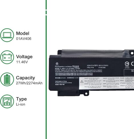 01AV421 SB10K97578 استبدال بطارية الكمبيوتر المحمول لينوفو ثينك باد T470 T480 A475 A485 TP25 Series Notebook 01AV419 01AV420 01AV489 SB10K97576 SB10K97577 11.46V 24Wh 2095mAh in Saudi Arabia