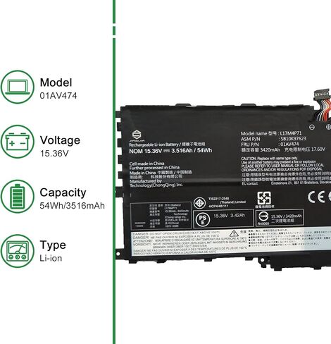 01AV421 SB10K97578 استبدال بطارية الكمبيوتر المحمول لينوفو ثينك باد T470 T480 A475 A485 TP25 Series Notebook 01AV419 01AV420 01AV489 SB10K97576 SB10K97577 11.46V 24Wh 2095mAh in Saudi Arabia