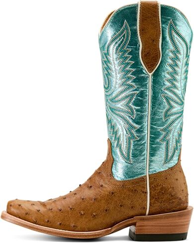 ARIAT Women's Futurity Revival Exotic Ostrich Western Boot Square Toe - 10058162 10 M US Tan in Saudi Arabia