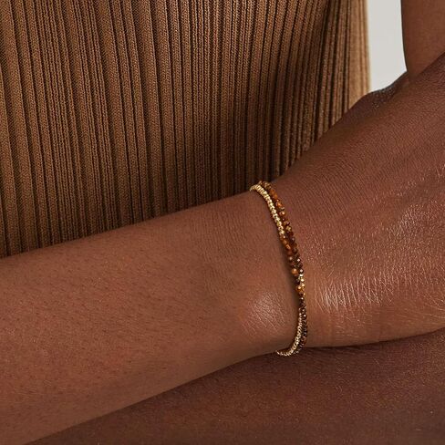 myears نساء سوار ذهبي الذهب ذات الطبقة المزدوجة الأحجار الكريمة 14K سلسلة بسيطة مميتة يدوي in Saudi Arabia