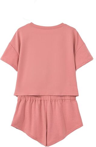 Women's 2 Piece Summer Outfit Set, Casual Short T-Shirt with Ruffle High Waisted Skirt Pants in Saudi Arabia