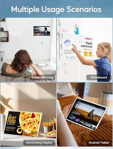 شاشة عرض إعلانية متعددة اللمس مقاس 15.6 بوصة مع حامل معدني قابل للتعديل وشاشة LCD تجارية تعمل بنظام Android 11 مع تشغيل تلقائي، ونسخ شاشة لاسلكي، 4+64 جيجابايت in Kuwait