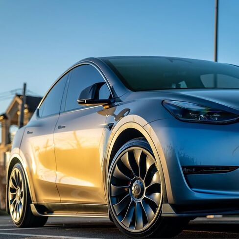 Side Skirts Compatible with Tesla Model Y 2020-2024, Rocker Panel Guard Splitter Lip Body Kit, Replacement Accessories for Tesla (Carbon Fiber Look) in Saudi Arabia