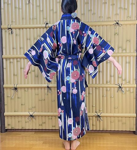 Momoten] المرأة Yukata Kimono اليابانية رداء طويل/لباس القطن in Kuwait