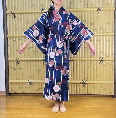 Momoten] المرأة Yukata Kimono اليابانية رداء طويل/لباس القطن in Kuwait