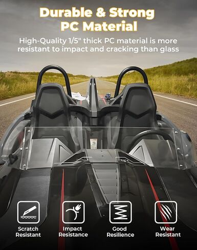 kemimoto الأمامية الزجاج الأمامي متوافق مع Polaris Slingshot Ripper Series S SL SLR GT LE 2015-2023 2024 2882154-مقاومة البولي كربونات مطلية باهظة الصلابة. in Saudi Arabia