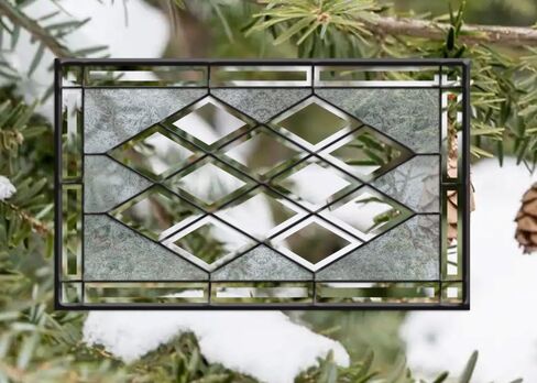 Stained Glass Window Diamond Beveled with clear Glue Chip glass in Saudi Arabia