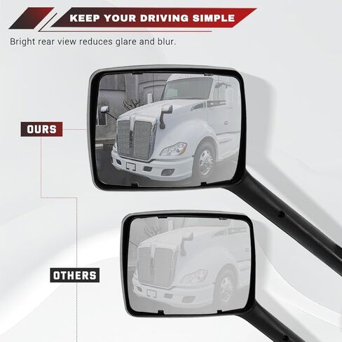 Pair Hood Mirror for Kenworth T680 Peterbilt 579 Peterbilt 587 Mirror Replacement Driver Left and Passenger Right Side OE Kenworth T680 Accessories (Black) in Saudi Arabia