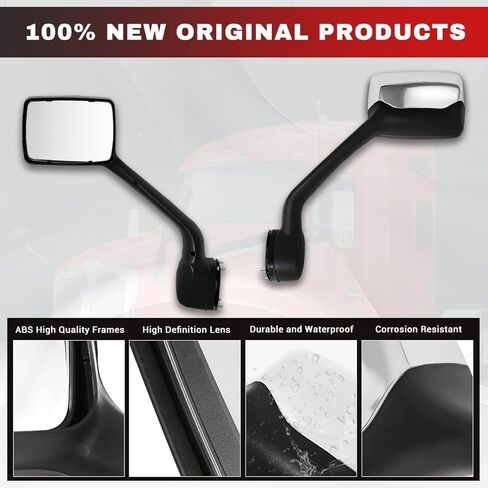 Pair Hood Mirror for Kenworth T680 Peterbilt 579 Peterbilt 587 Mirror Replacement Driver Left and Passenger Right Side OE Kenworth T680 Accessories (Black) in Saudi Arabia