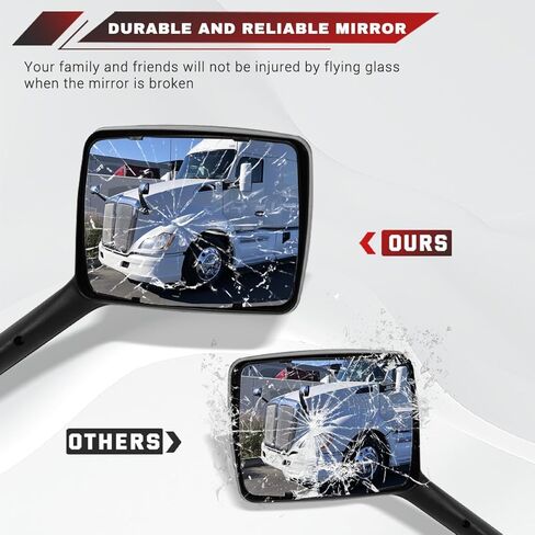 Pair Hood Mirror for Kenworth T680 Peterbilt 579 Peterbilt 587 Mirror Replacement Driver Left and Passenger Right Side OE Kenworth T680 Accessories (Black) in Saudi Arabia