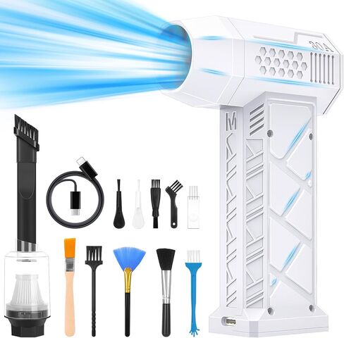 Compressed Air Duster with Vacuum kit, 150000RPM Electric Air Duster, 4-Gear Jet Dry Blower, Rechargeable High-Speed Air Blower for PC, Car, Figures, Ornaments and Home Cleaning Gray in Saudi Arabia