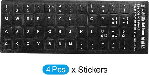 PATIKIL Italian Keyboard Layout Stickers, 4 Pack Universal Keyboard Replacement Cover for Notebook Desktop Computer Keyboards, White Background Black Lettering in Saudi Arabia