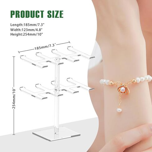 Acrylic Bracelet Holder Stand 2 Tier, Holds Lots of Bracelets, Easy to Access, Great Gift for Women in Kuwait