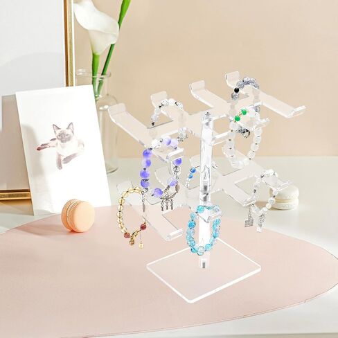Acrylic Bracelet Holder Stand 2 Tier, Holds Lots of Bracelets, Easy to Access, Great Gift for Women in Kuwait