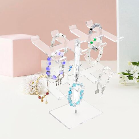 Acrylic Bracelet Holder Stand 2 Tier, Holds Lots of Bracelets, Easy to Access, Great Gift for Women in Kuwait