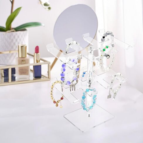 Acrylic Bracelet Holder Stand 2 Tier, Holds Lots of Bracelets, Easy to Access, Great Gift for Women in Kuwait