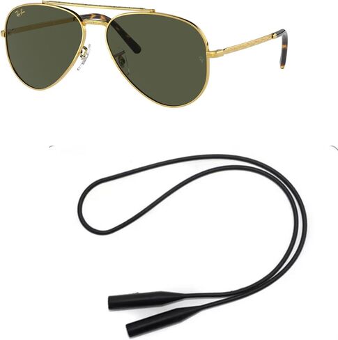 Ray-Ban RB3625 Sunglasses Bundle: RB 3625 002/B1 New Aviator Black Dark Grey and Universal Anti-slip Silicone Leash in Saudi Arabia