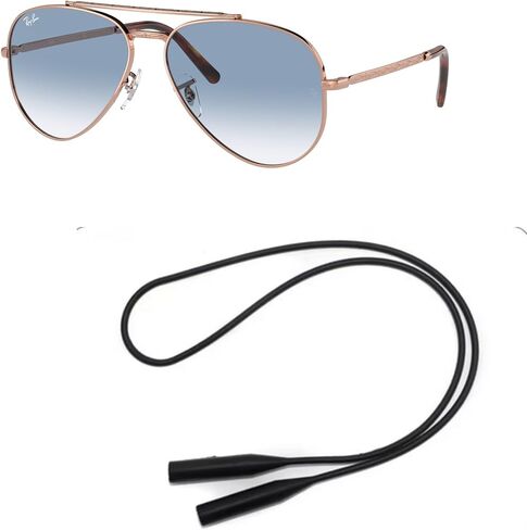 Ray-Ban RB3625 Sunglasses Bundle: RB 3625 002/B1 New Aviator Black Dark Grey and Universal Anti-slip Silicone Leash in Saudi Arabia