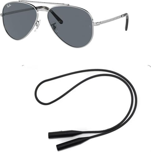 Ray-Ban RB3625 Sunglasses Bundle: RB 3625 002/B1 New Aviator Black Dark Grey and Universal Anti-slip Silicone Leash in Saudi Arabia