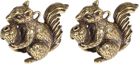 2pcs Brass Squirrel Figurines 1.6x1.2x0.6in Small Incense Holder Brass Animals Decor Antique Bronze Statue Ornament Desk Decoration Keychains in Saudi Arabia