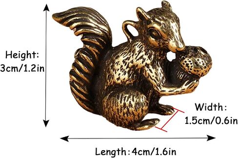 2pcs Brass Squirrel Figurines 1.6x1.2x0.6in Small Incense Holder Brass Animals Decor Antique Bronze Statue Ornament Desk Decoration Keychains in Saudi Arabia