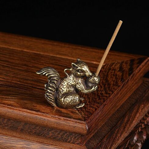2pcs Brass Squirrel Figurines 1.6x1.2x0.6in Small Incense Holder Brass Animals Decor Antique Bronze Statue Ornament Desk Decoration Keychains in Saudi Arabia