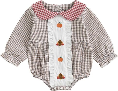 Newborn Baby Girl Halloween Bodysuit Puff Sleeve Doll Collar Outfit Pumpkin Bubble Romper Infant Fall Clothes in Kuwait